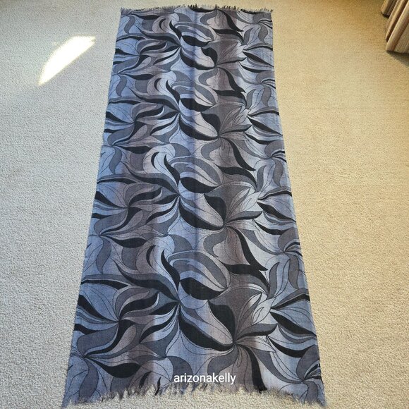 Accessories - 100% Wool Scarf Lightweight Black & Grey